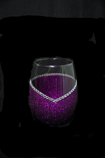 Drinkware Purple / Stemless Winey Bitches Co Bra Off, Hair Up,Wine Poured Bling Stem or Stemless Wine Glasses-Choose your color WineyBitchesCo