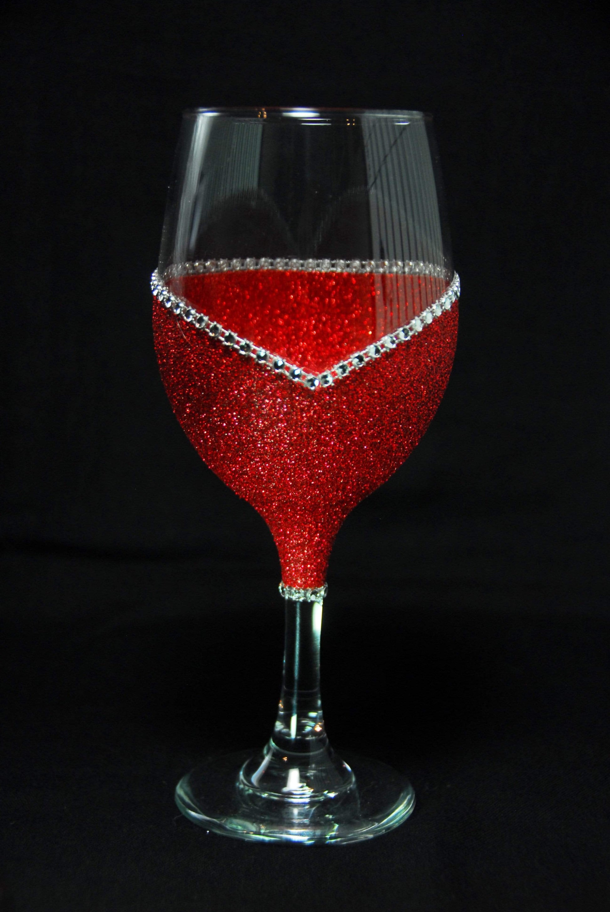 Drinkware Red / Stem Winey Bitches Co Bra Off, Hair Up,Wine Poured Bling Stem or Stemless Wine Glasses-Choose your color WineyBitchesCo