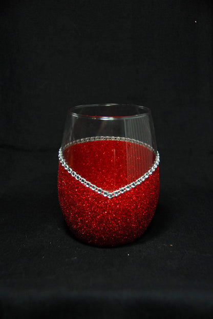 Drinkware Red / Stemless Cleveland Indians Bling Stem or Stemless Wine Glasses-Choose your color WineyBitchesCo