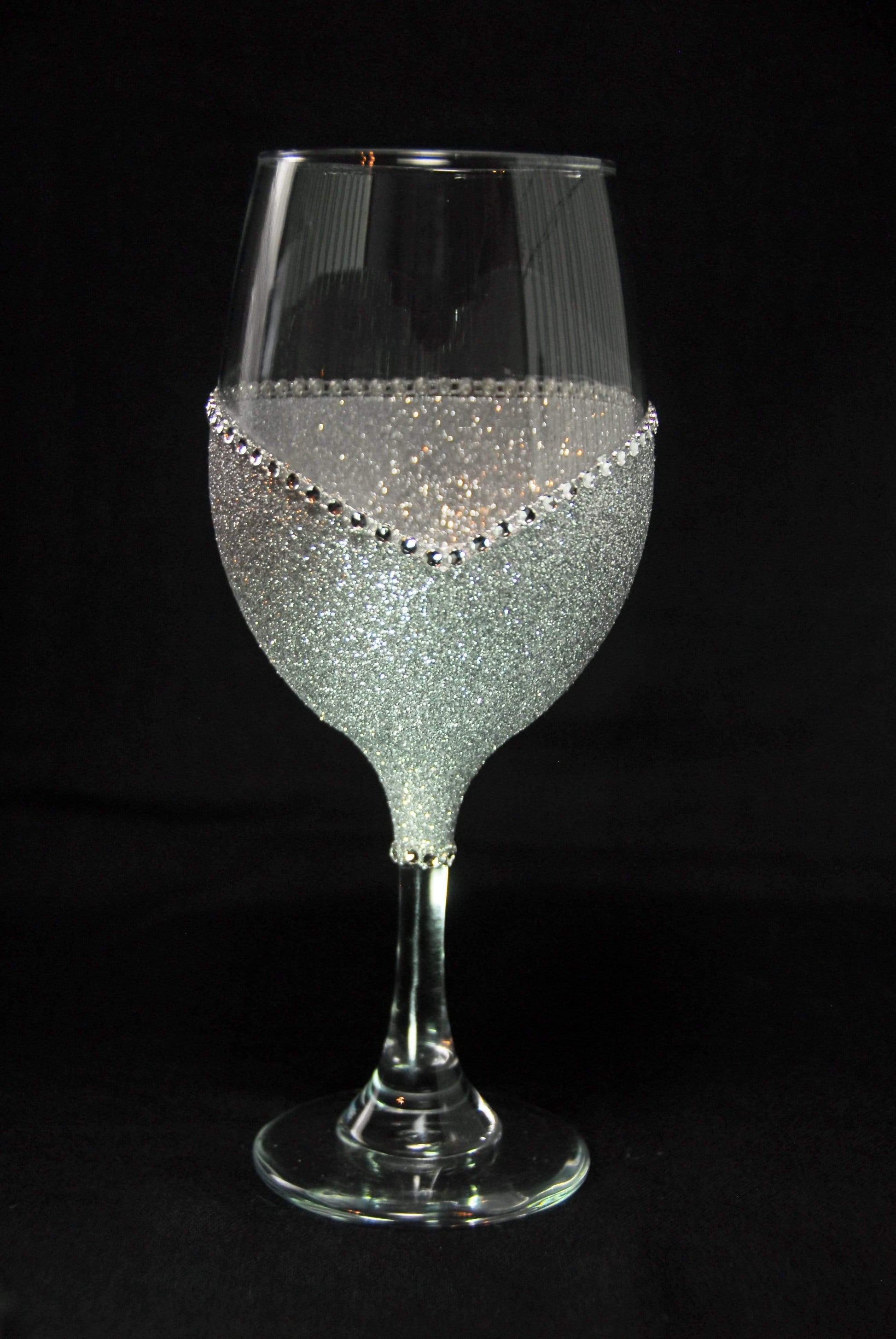 I Rescued My Valentine Bling Stem or Stemless Wine Glasses-Choose your color - Winey Bitches - Wine- Women- K9's