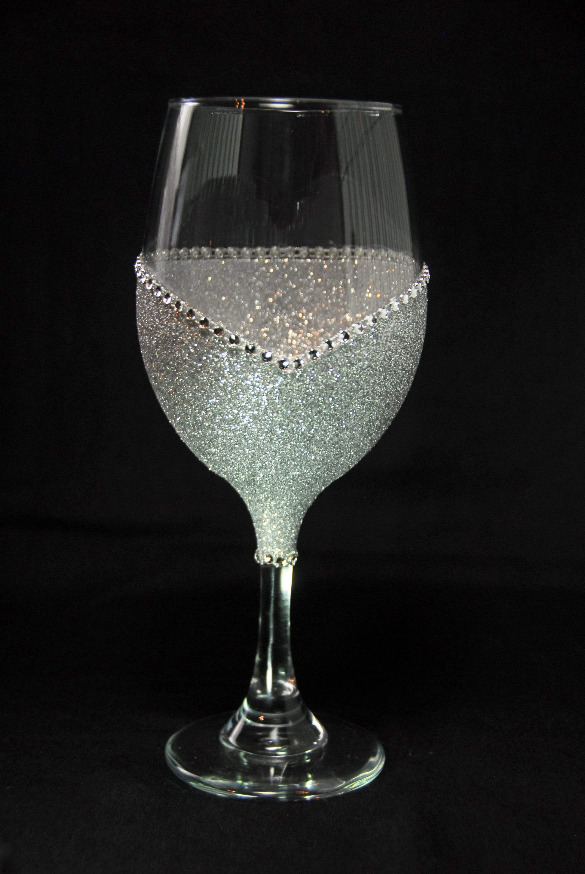 Drinkware Silver / Stem Winey Bitches Co Bra Off, Hair Up,Wine Poured Bling Stem or Stemless Wine Glasses-Choose your color WineyBitchesCo