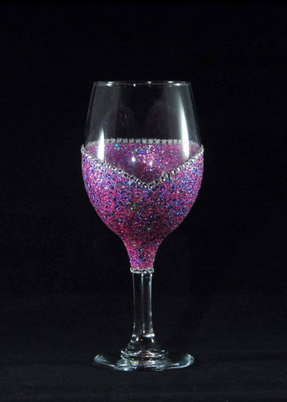 Personalized Classy Glassy Bling Stem V Style Wine Glasses-Choose your color - Winey Bitches - Wine- Women- K9's