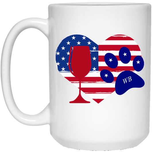 Drinkware White / One Size WineyBitches.co American Wine Paw Heart Design 15 oz. White Mug WineyBitchesCo