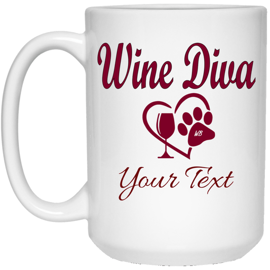 Drinkware White / One Size WineyBitches.co Wine Diva with Personalization 21504 15 oz. White Mug WineyBitchesCo