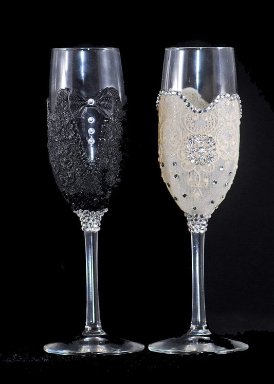 Drinkware Winey Bitches Co Handmade Champagne Flute Set #24 WineyBitchesCo