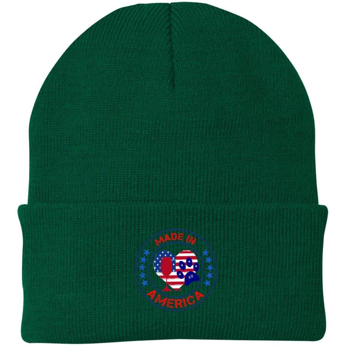 Hats Athletic Green / One Size Winey Bitches Co "Made In America" Embroidered Knit Cap WineyBitchesCo