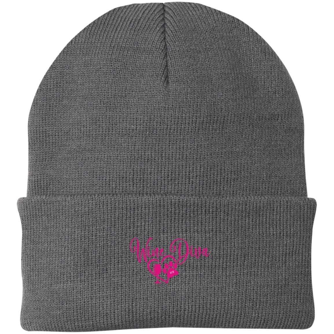 Hats Athletic Oxford / One Size Winey Bitches Co "Wine Diva" Embroidered Knit Cap WineyBitchesCo