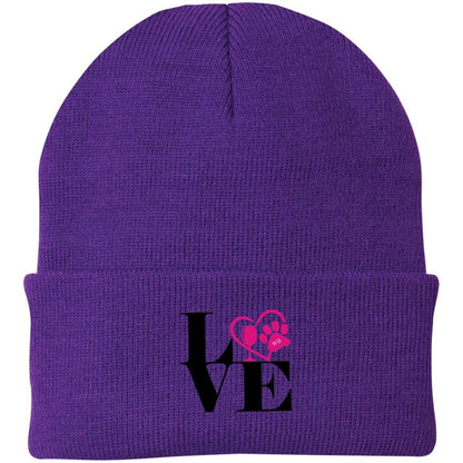 Hats Athletic Purple / One Size Winey Bitches Co "Love 2" Embroidered Knit Beanie Cap WineyBitchesCo