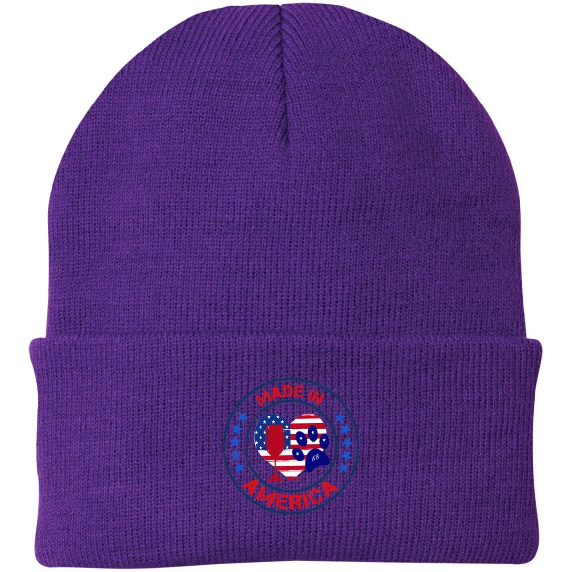 Hats Athletic Purple / One Size Winey Bitches Co "Made In America" Embroidered Knit Cap WineyBitchesCo