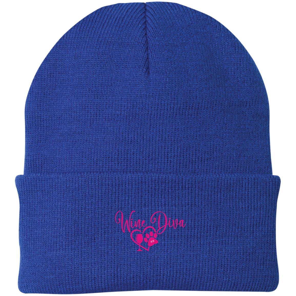 Hats Athletic Royal / One Size Winey Bitches Co "Wine Diva" Embroidered Knit Cap WineyBitchesCo