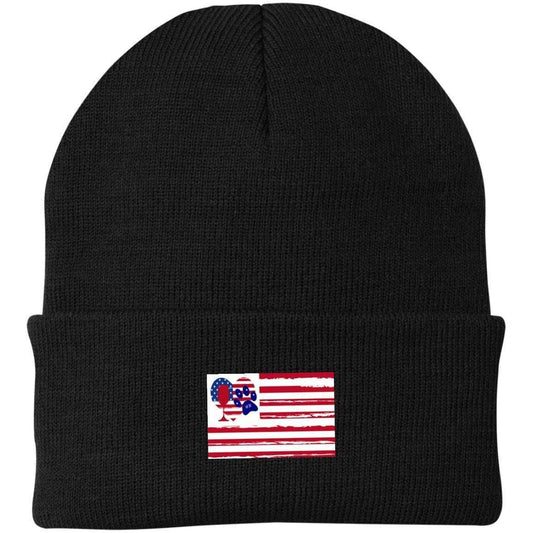 Hats Black / One Size Winey Bitches Co "American Flag" Embroidered Knit Cap WineyBitchesCo