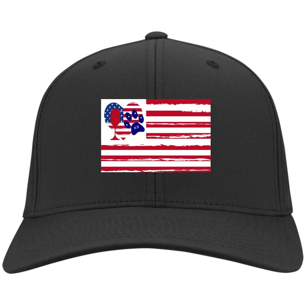 Hats Black / One Size Winey Bitches Co American Flag Embroidered Twill Cap WineyBitchesCo