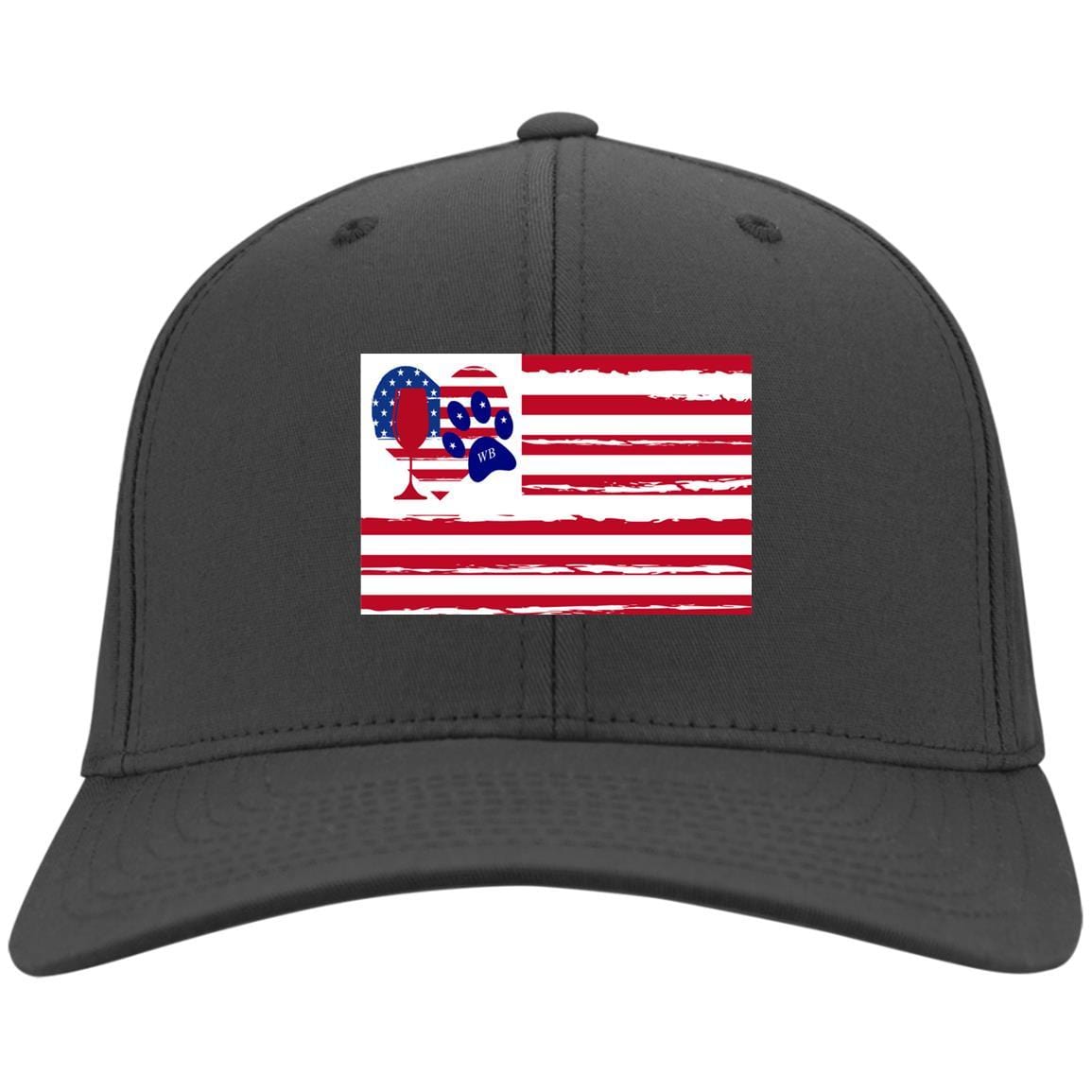 Hats Charcoal / One Size Winey Bitches Co American Flag Embroidered Twill Cap WineyBitchesCo