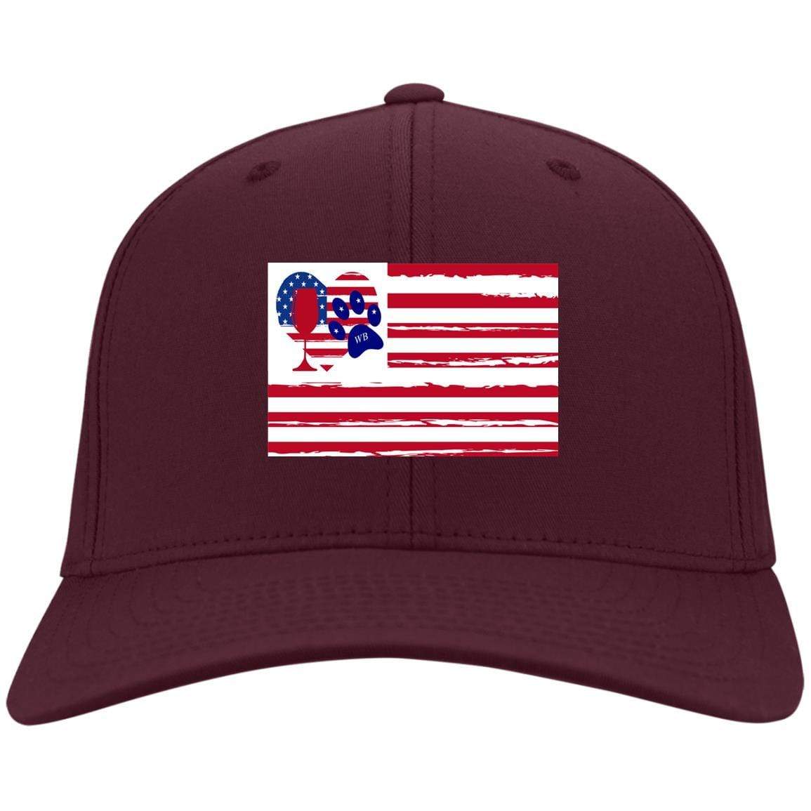 Hats Maroon / One Size Winey Bitches Co American Flag Embroidered Twill Cap WineyBitchesCo