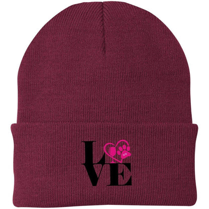 Hats Maroon / One Size Winey Bitches Co "Love 2" Embroidered Knit Beanie Cap WineyBitchesCo