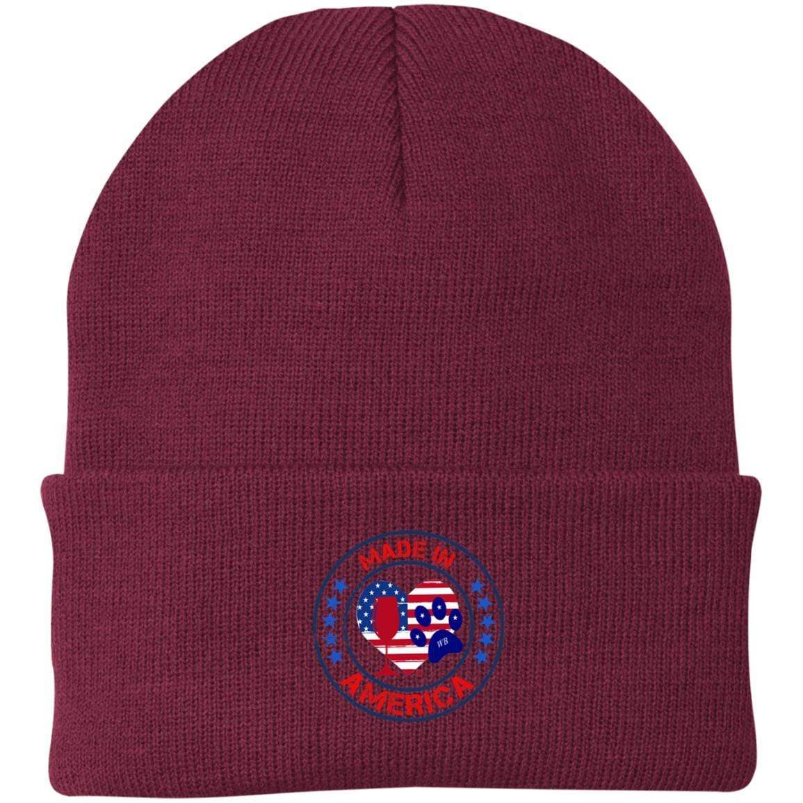 Hats Maroon / One Size Winey Bitches Co "Made In America" Embroidered Knit Cap WineyBitchesCo