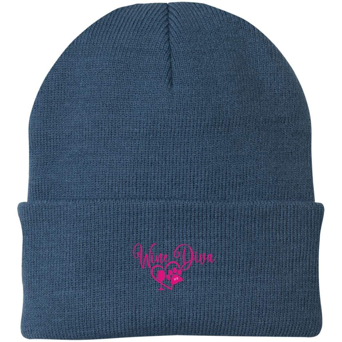 Hats Millennium Blue / One Size Winey Bitches Co "Wine Diva" Embroidered Knit Cap WineyBitchesCo