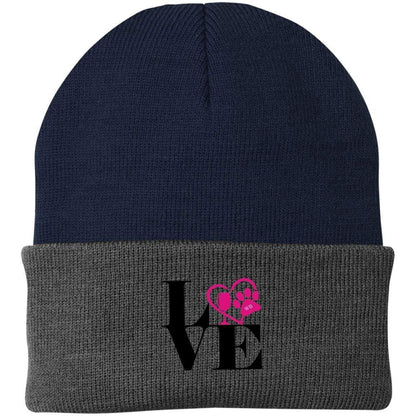 Hats Navy/Athletic Oxford / One Size Winey Bitches Co "Love 2" Embroidered Knit Beanie Cap WineyBitchesCo