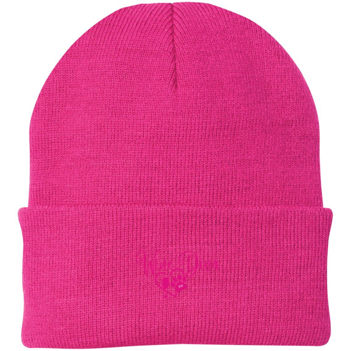 Hats Neon Pink / One Size Winey Bitches Co "Wine Diva" Embroidered Knit Cap WineyBitchesCo
