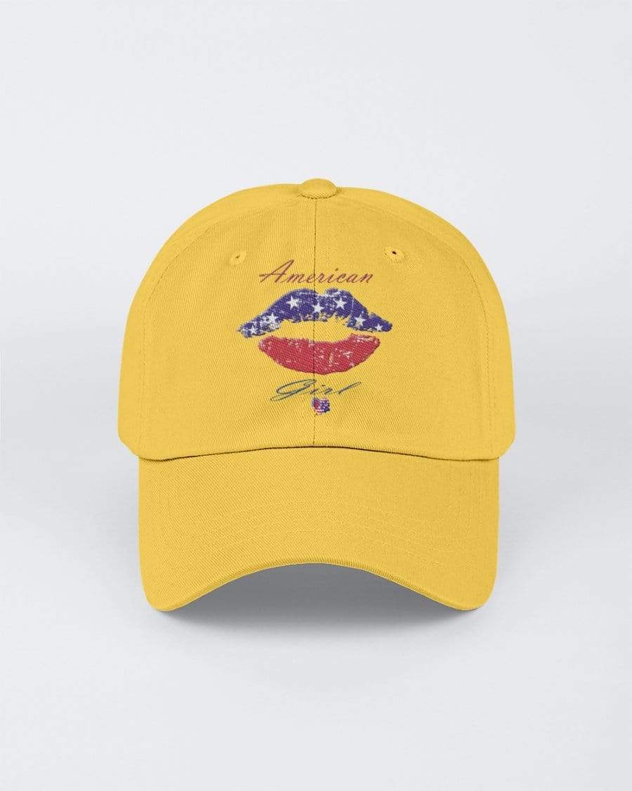 Hats Sunray Yellow / M Winey Bitches Co "American Girl" Embroidered 6 Panel Twill Unstructured Cap WineyBitchesCo