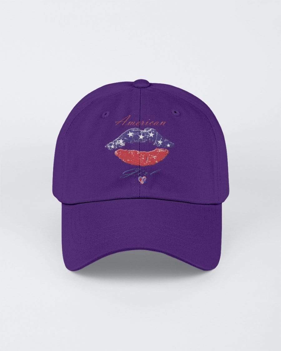 Hats Team Purple / M Winey Bitches Co "American Girl" Embroidered 6 Panel Twill Unstructured Cap WineyBitchesCo