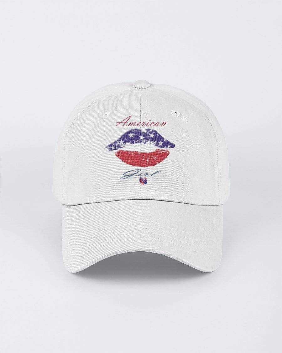 Hats White / M Winey Bitches Co "American Girl" Embroidered 6 Panel Twill Unstructured Cap WineyBitchesCo