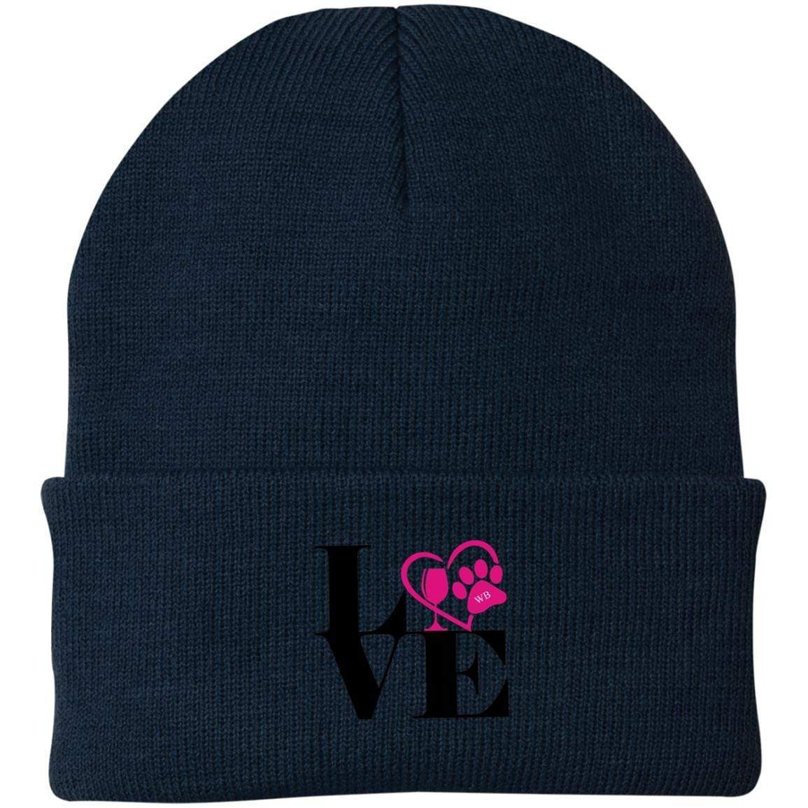 Hats Winey Bitches Co "Love 2" Embroidered Knit Beanie Cap WineyBitchesCo