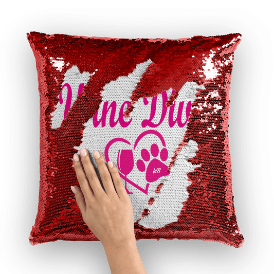 Homeware Red / White WineyBitches.co Wine Diva Collection ﻿Sequin Cushion Cover WineyBitchesCo