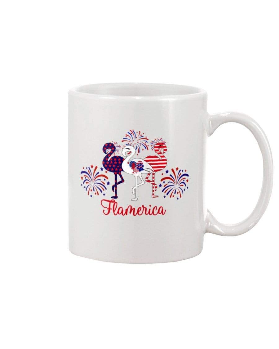 Mugs White / 15Oz Winey Bitches Co "Flamerica" Patriotic Flamingo 15oz White Mug WineyBitchesCo