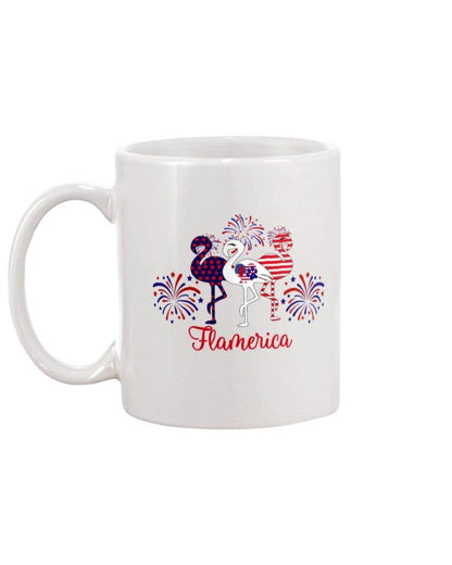 Mugs White / 15Oz Winey Bitches Co "Flamerica" Patriotic Flamingo 15oz White Mug WineyBitchesCo