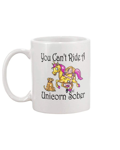 Mugs White / 15Oz Winey Bitches Co "You Can't Ride A Unicorn Sober" 15oz White Mug WineyBitchesCo