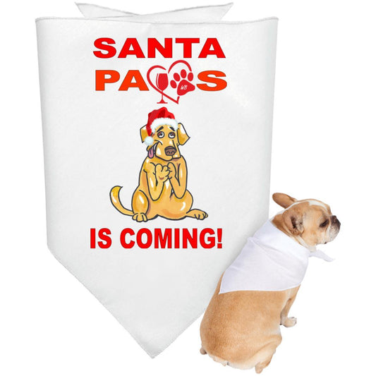 Pet Accessories White / One Size WineyBitches.co "Santa Paws Is Coming" Doggie Bandana WineyBitchesCo