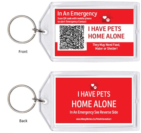 Pet Gifts Winey Bitches Co Pet At Home Emergency Alert Keychain WineyBitchesCo