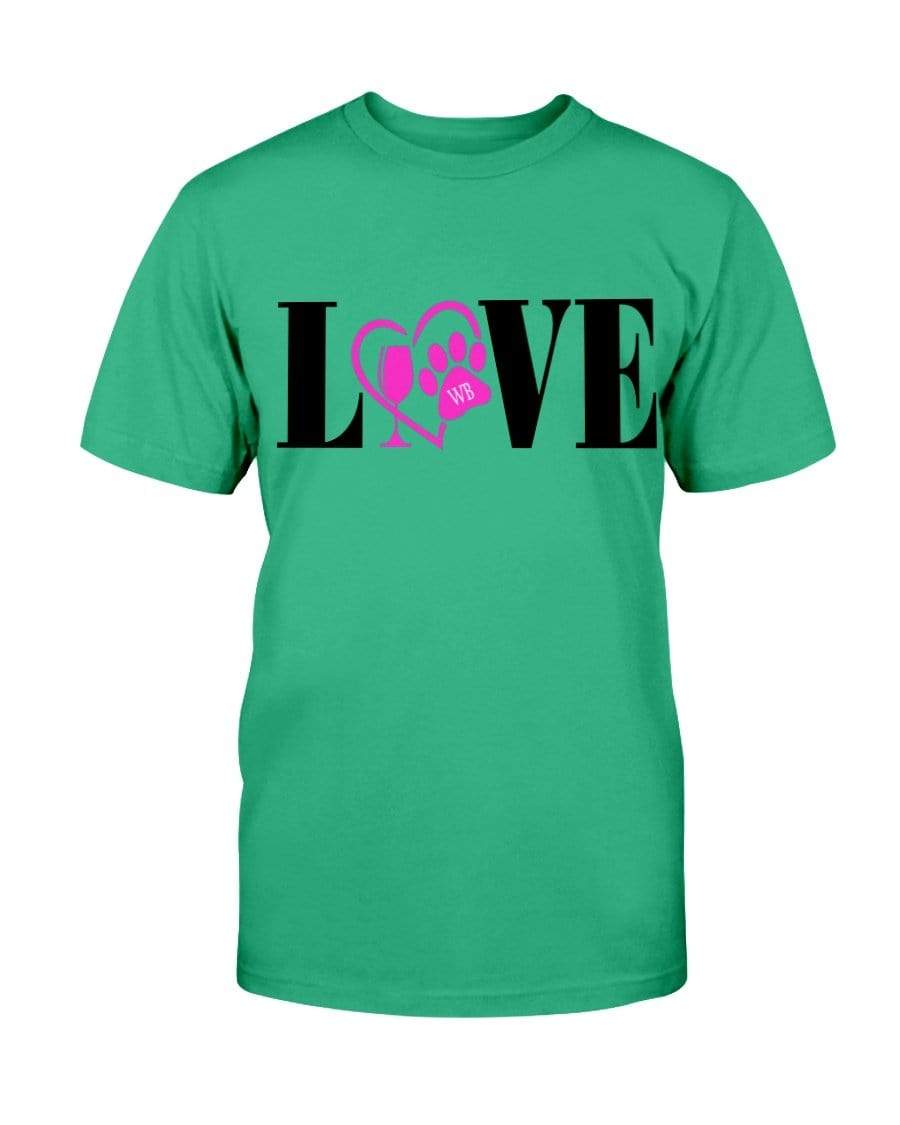 Shirts Antque Irish Green / S Winey Bitches Co "Love" Blk Letters Ultra Cotton T-Shirt WineyBitchesCo
