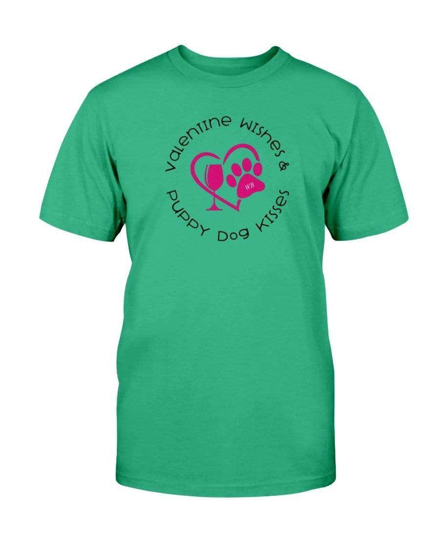 Shirts Antque Irish Green / S Winey Bitches Co "Valentine Wishes And Puppy Dog Kisses" (Heart) Ultra Cotton T-Shirt WineyBitchesCo