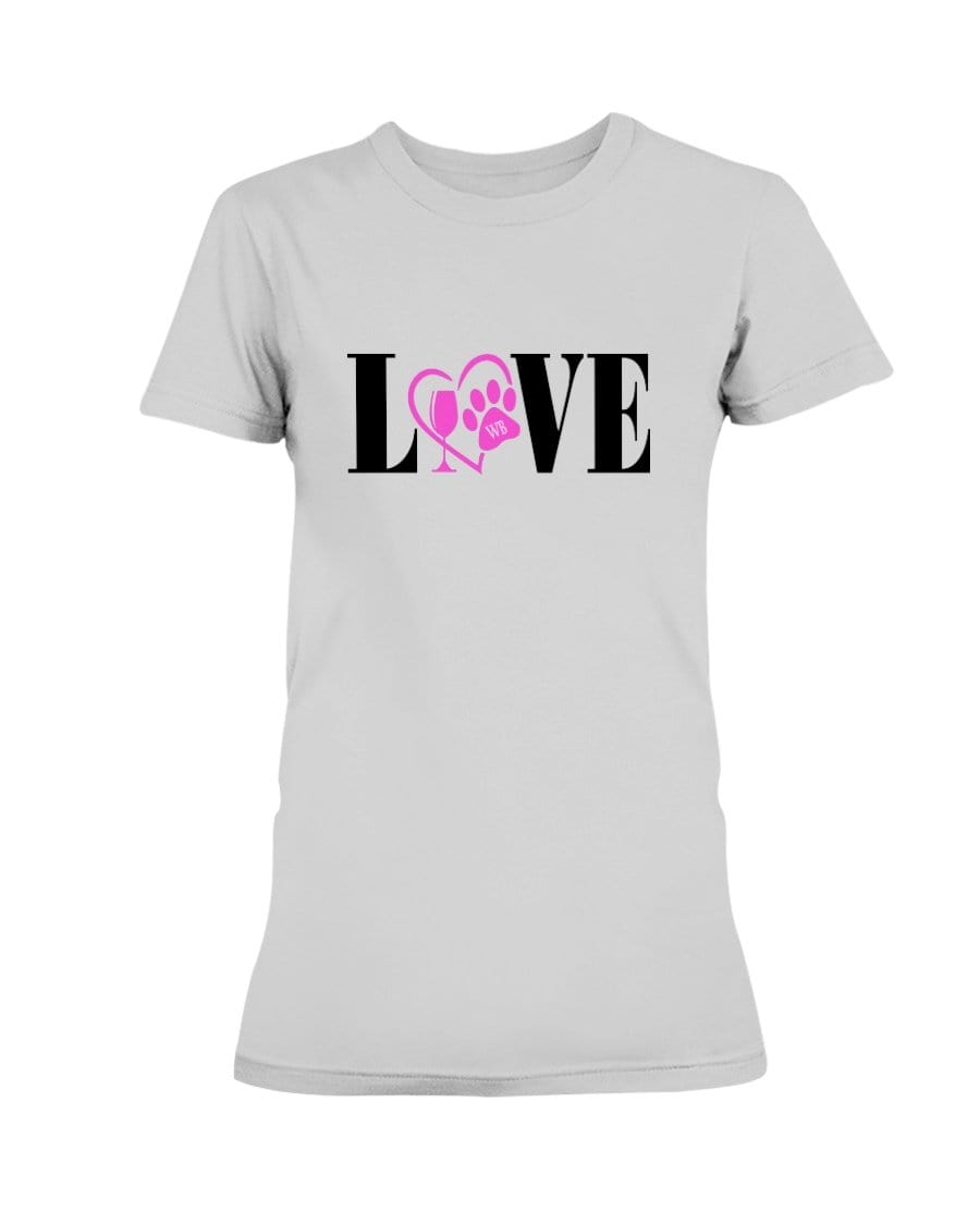 Shirts Ash Grey / S Winey Bitches Co "Love" Blk Letters Ladies Missy T-Shirt WineyBitchesCo