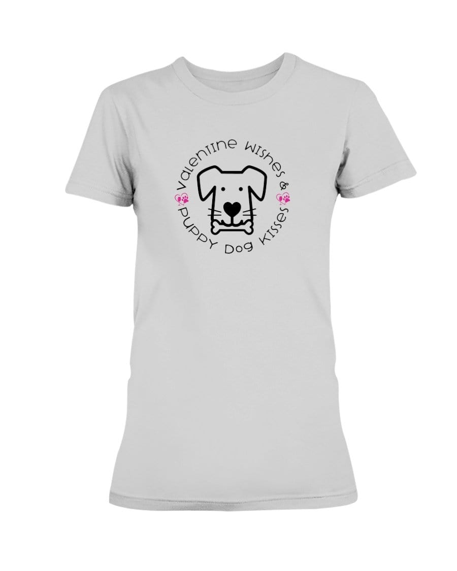 Shirts Ash Grey / S Winey Bitches Co "Valentine Wishes And Puppy Dog Kisses" (Dog) Ladies Missy T-Shirt WineyBitchesCo