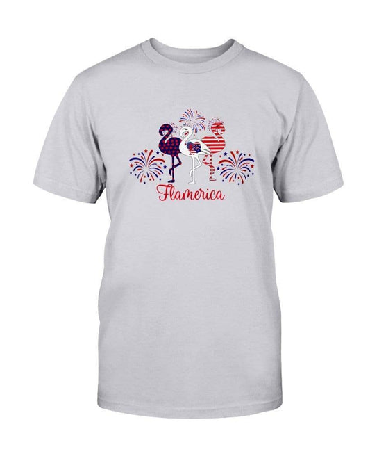 Shirts Ash / S Winey Bitches Co " Flamerica" Patriotic Flamingo Ultra Cotton T-Shirt WineyBitchesCo