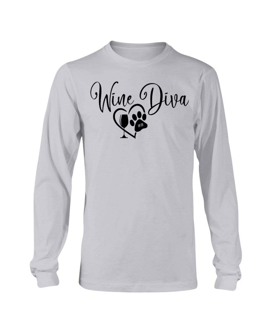 Shirts Ash / S Winey Bitches Co "Wine Diva 2" Long Sleeve T-Shirt WineyBitchesCo