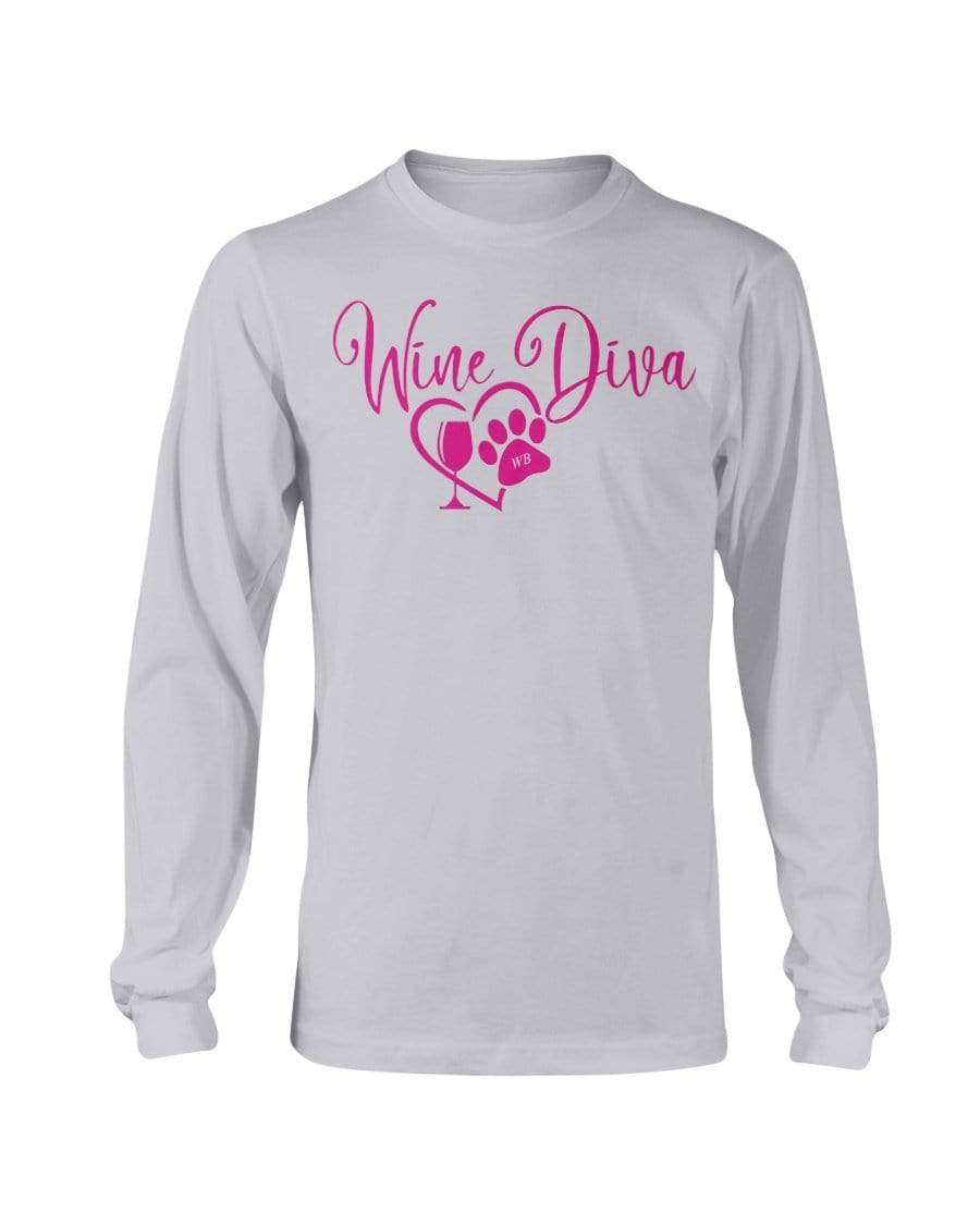 Shirts Ash / S Winey Bitches Co "Wine Diva 2" Long Sleeve T-Shirt WineyBitchesCo