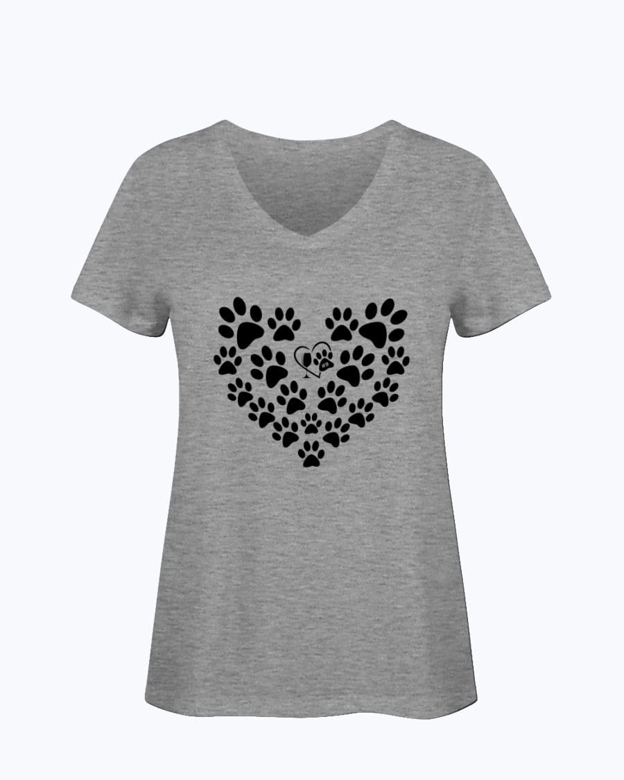 Shirts Athletic Heather / S Winey Bitches Co Heart Paws (Black) Ladies HD V Neck Tee WineyBitchesCo