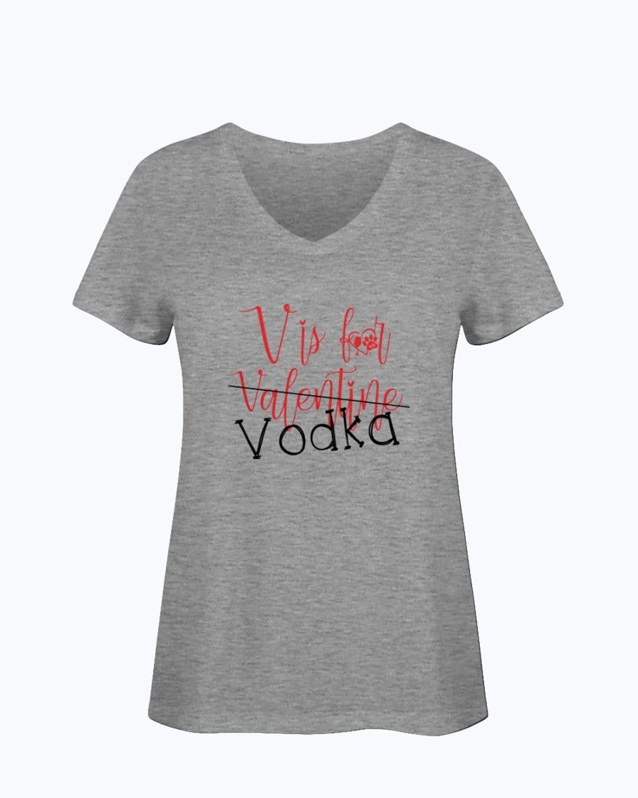 Shirts Athletic Heather / S Winey Bitches Co "V is for Vodka" Ladies HD V Neck T WineyBitchesCo