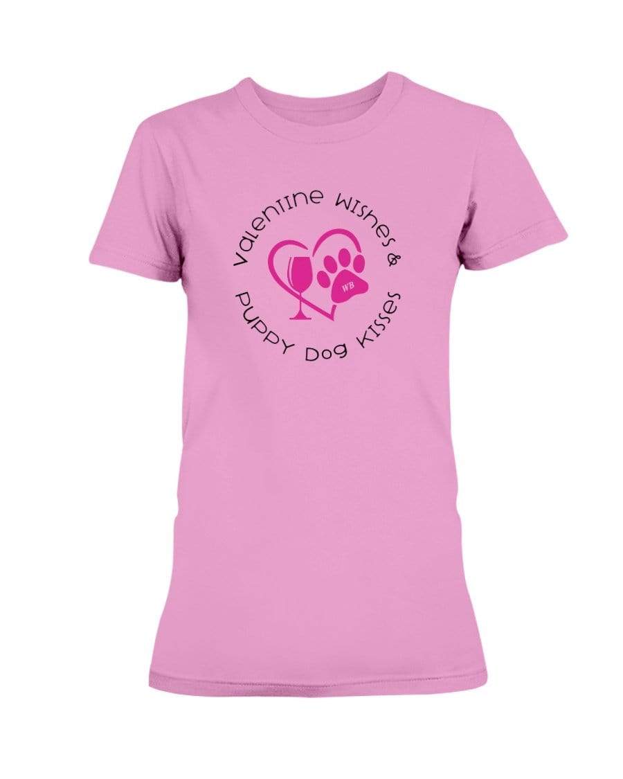 Shirts Azalea / S Winey Bitches Co "Valentine Wishes And Puppy Dog Kisses" (Heart) Ladies Missy T-Shirt WineyBitchesCo