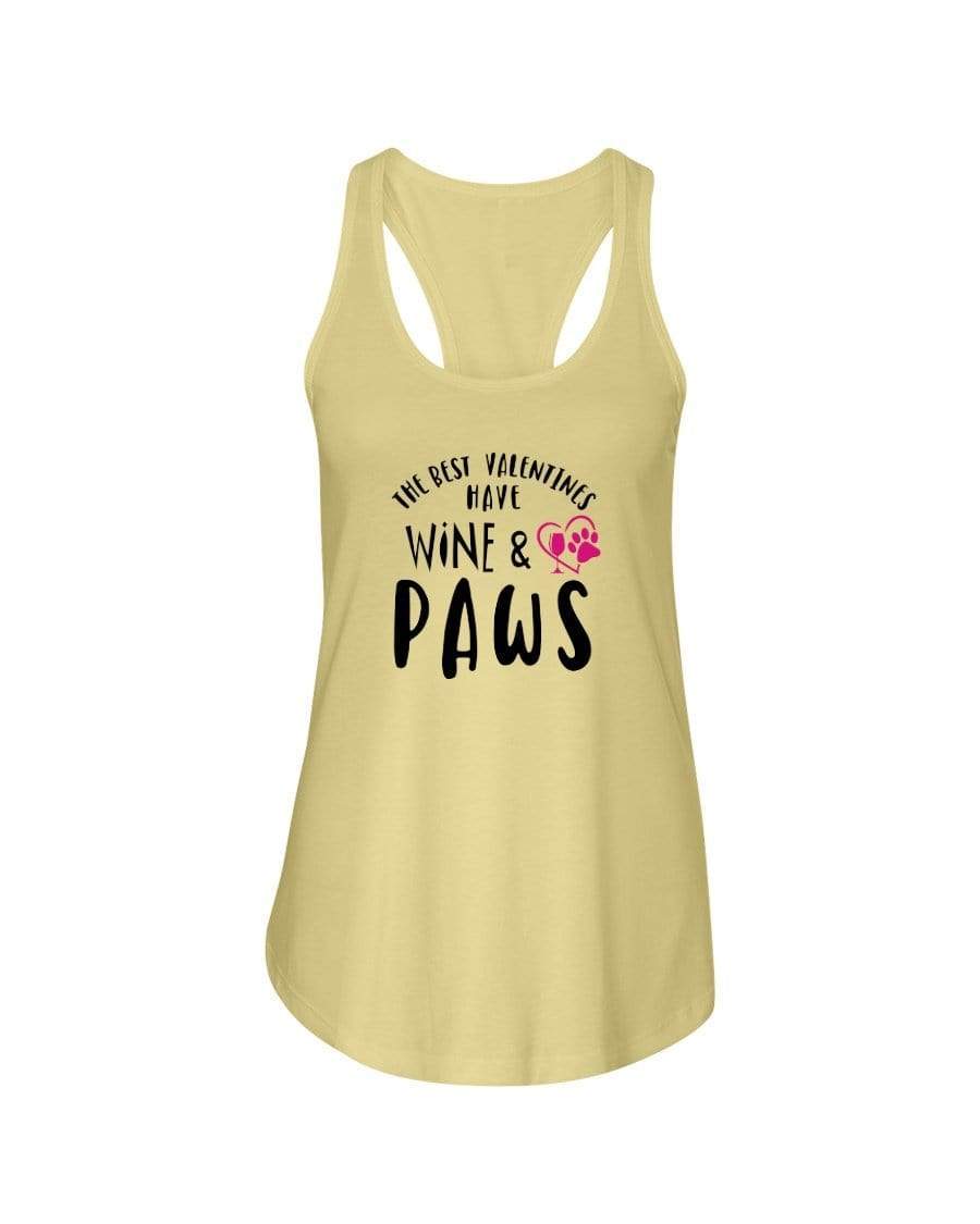 Shirts Banana Cream / XS Winey Bitches Co"The Best Valentines Have Wine And Paws" Ladies Racerback Tank Top* WineyBitchesCo