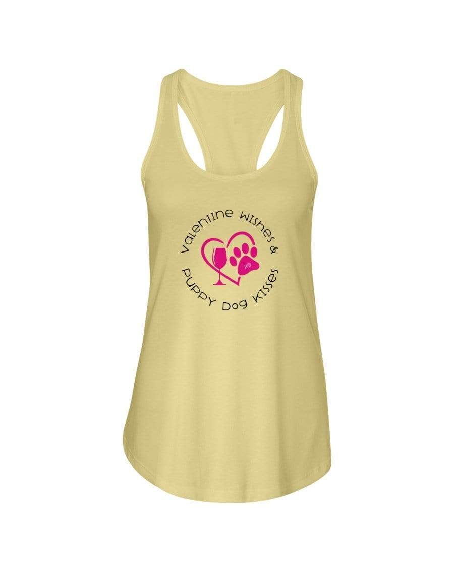 Shirts Banana Cream / XS Winey Bitches Co "Valentine Wishes And Puppy Dog Kisses" (Heart) Ladies Racerback Tank Top* WineyBitchesCo