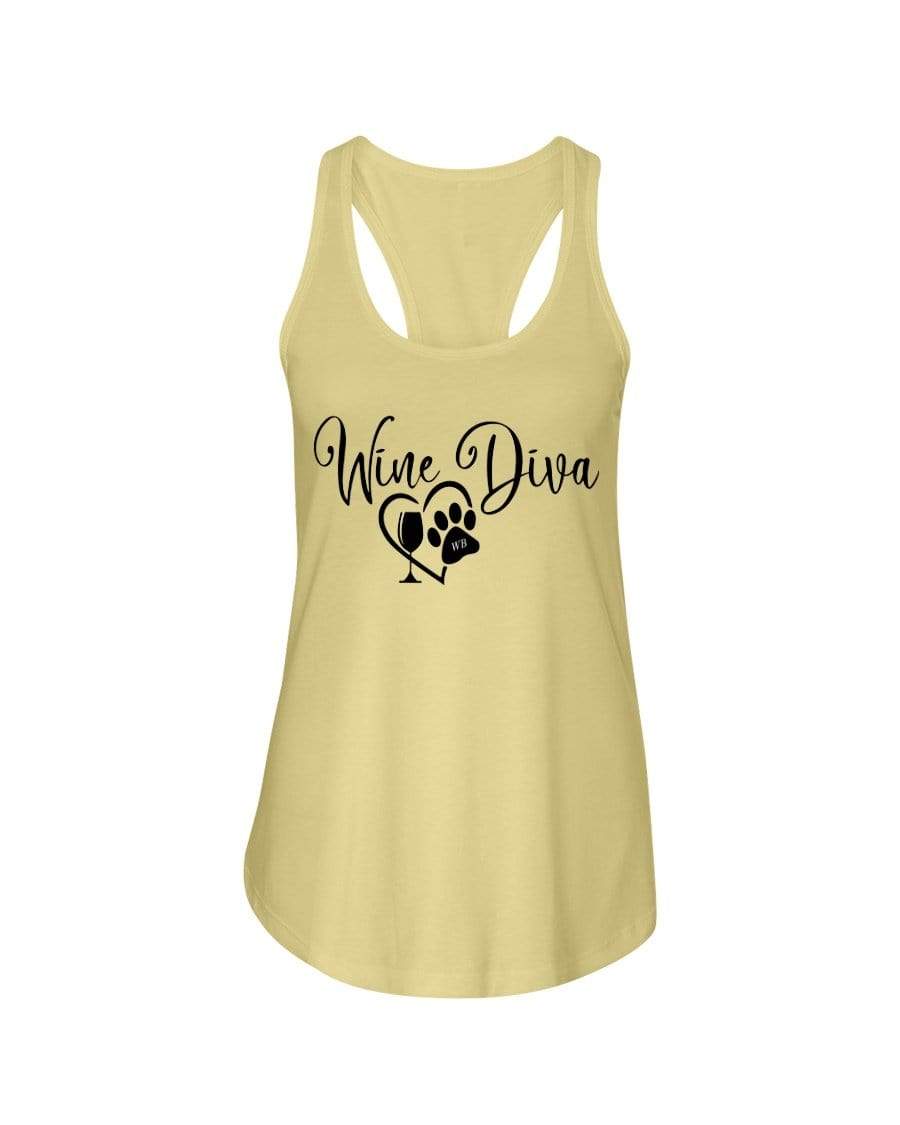 Shirts Banana Cream / XS Winey Bitches Co "Wine Diva 2" Ladies Racerback Tank- Blk Ltrs WineyBitchesCo