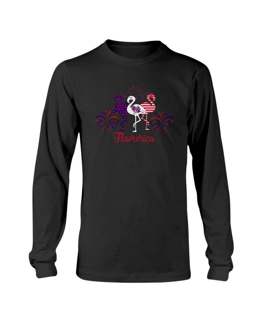 Shirts Black / S Winey Bitches Co " Flamerica" Patriotic Flamingo Long Sleeve T-Shirt WineyBitchesCo