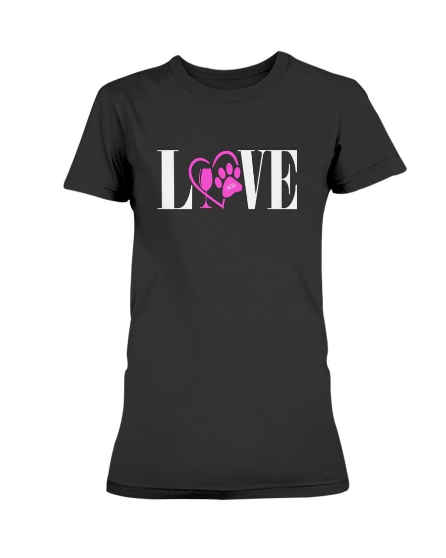 Shirts Black / S Winey Bitches Co "Love" Wht Letters Ladies Missy T-Shirt WineyBitchesCo