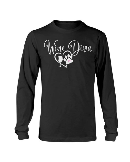 Shirts Black / S Winey Bitches Co "Wine Diva 2" Long Sleeve T-Shirt WineyBitchesCo