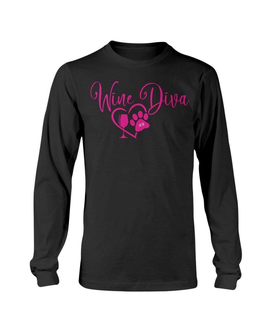 Shirts Black / S Winey Bitches Co "Wine Diva 2" Long Sleeve T-Shirt WineyBitchesCo